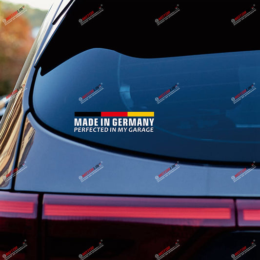 6'' White+German Flag Color Made in Germany Perfected in My Garage Decal Sticker