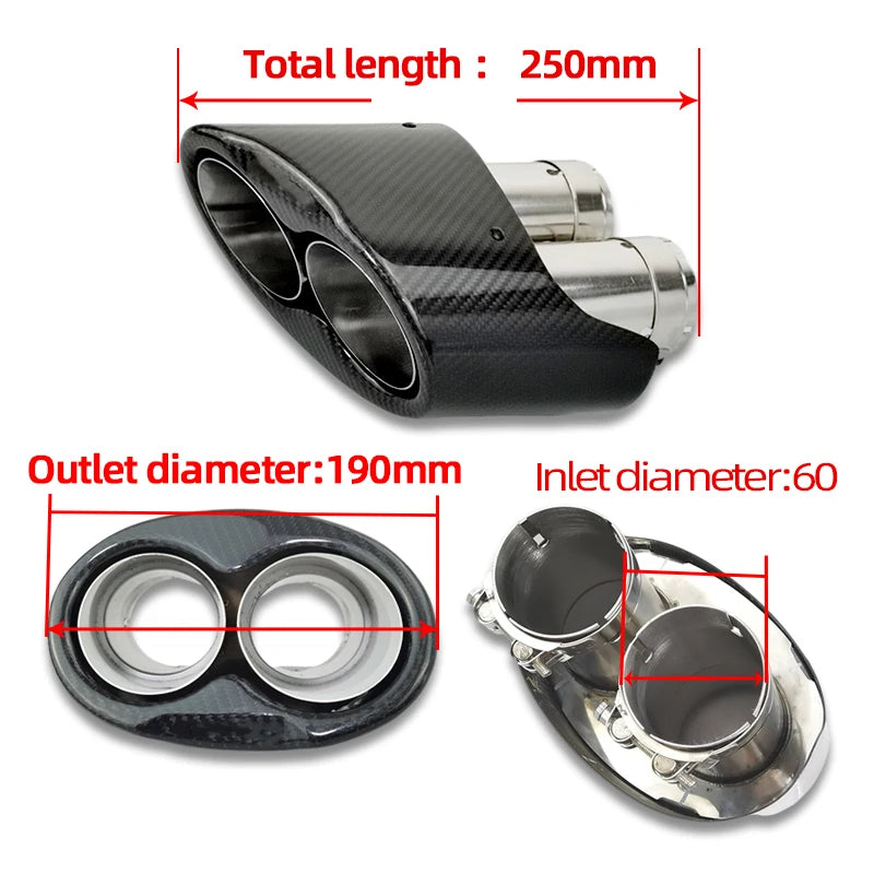 1 Pair Carbon Fiber Exhaust Tip For Audi RS3 RS4 RS5 RS6 RS7 A3 A4 A5 A6 A7 Car Styling Double Inner Muffler Tip Exhaust System