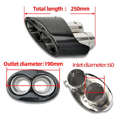1 Pair Carbon Fiber Exhaust Tip For Audi RS3 RS4 RS5 RS6 RS7 A3 A4 A5 A6 A7 Car Styling Double Inner Muffler Tip Exhaust System