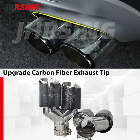 1 Pair Double Exhaust Tip Forged Carbon Fiber Nozzle for Muffler Universal for Car accsesories Muffler Tail Tips Modify