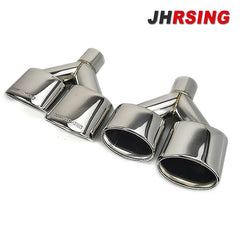 1 Pair Double Outlet Car Exhaust Tips For W204 C200 C300 C180 C63 Inlet 54mm Silver 304 Stainless Steel Muffler tip Tailpipe