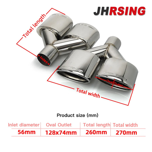 1 Pair Double Outlet Car Exhaust Tips For W204 C200 C300 C180 C63 Inlet 54mm Silver 304 Stainless Steel Muffler tip Tailpipe