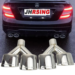 1 Pair Double Outlet Car Exhaust Tips For W204 C200 C300 C180 C63 Inlet 54mm Silver 304 Stainless Steel Muffler tip Tailpipe