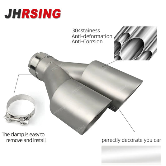 1 Pair Matte Stainless Steel Dual Exhaust Tip Universal Exhaust System Muffler Tip Y Shape Nozzle For Golf R MK7 Golf 6 Exhaust