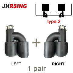 1 Pair Universal Carbon Fiber Exhaust Tip Double Outlet Car Decoration Mufflers Nozzle Stainless MATTE Black H Shape