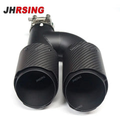 1 Pair Universal Carbon Fiber Exhaust Tip Double Outlet Car Decoration Mufflers Nozzle Stainless MATTE Black H Shape