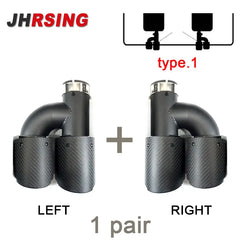 1 Pair Universal Carbon Fiber Exhaust Tip Double Outlet Car Decoration Mufflers Nozzle Stainless MATTE Black H Shape