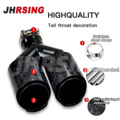 1 Pair Y Shape Double Exit Exhaust Pipe Forged Carbon Fiber Nozzle for Muffler Tuning Universal for Car Without Logo Black