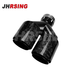 1 Pair Y Shape Double Exit Exhaust Pipe Forged Carbon Fiber Nozzle for Muffler Tuning Universal for Car Without Logo Black