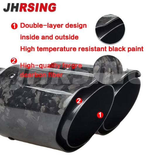 1 Pair Y Shape Double Exit Exhaust Pipe Forged Carbon Fiber Nozzle for Muffler Tuning Universal for Car Without Logo Black