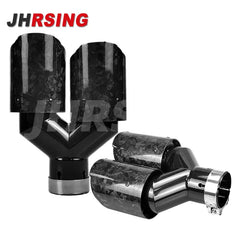 1 Pair Y Shape Double Exit Exhaust Pipe Forged Carbon Fiber Nozzle for Muffler Tuning Universal for Car Without Logo Black