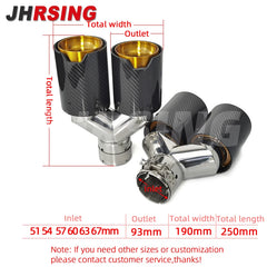 1 Pair for BMW Car Modified Carbon Fiber Tube Stainless Steel Double Glossy Golden Exhaust Pipe Tail Muffler Shape
