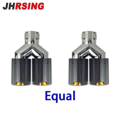 1 Pair for BMW Car Modified Carbon Fiber Tube Stainless Steel Double Glossy Golden Exhaust Pipe Tail Muffler Shape