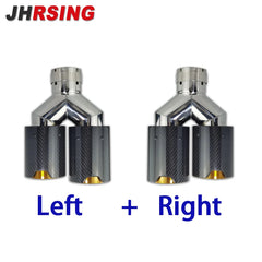1 Pair for BMW Car Modified Carbon Fiber Tube Stainless Steel Double Glossy Golden Exhaust Pipe Tail Muffler Shape