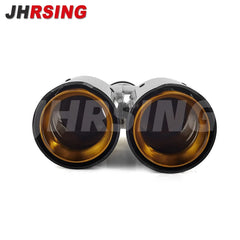 1 Pair for BMW Car Modified Carbon Fiber Tube Stainless Steel Double Glossy Golden Exhaust Pipe Tail Muffler Shape