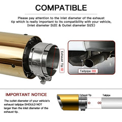 1 Pc Gold Plate Stainless Exhaust Pipe for Car Accessories Modify Universal Muffler Pipe Tail Tip