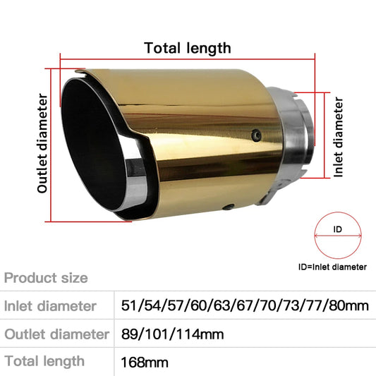 1 Pc Gold Plate Stainless Exhaust Pipe for Car Accessories Modify Universal Muffler Pipe Tail Tip