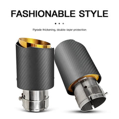 1 Pc Universal Car Carbon Fiber Exhaust Pipe for Car Accessories Muffler Modificate Gold Tail Tip