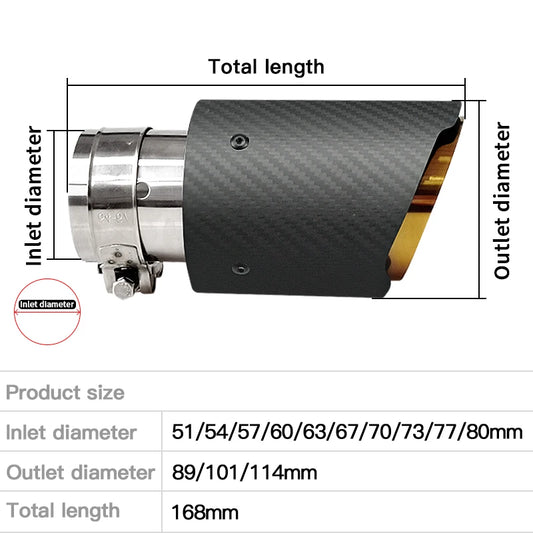 1 Pc Universal Car Carbon Fiber Exhaust Pipe for Car Accessories Muffler Modificate Gold Tail Tip