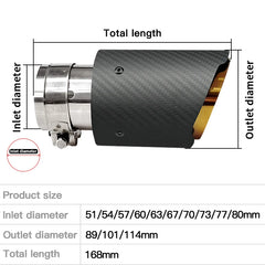 1 Pc Universal Car Carbon Fiber Exhaust Pipe for Car Accessories Muffler Modificate Gold Tail Tip