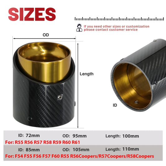 1 Pcs BMW Carbon Fiber Exhaust Tip Gold Fit for Mini Cooper Exhaust Tip R55 R56 R57 R58 R59 R60 R61 F54 F55 F56 F57 F60