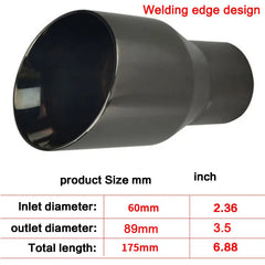1 Pcs Exhaust Tip Chrome Black Stainless steel for Car Decoration stainless Muffler Tail Tips Modify