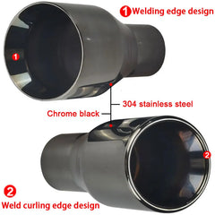 1 Pcs Exhaust Tip Chrome Black Stainless steel for Car Decoration stainless Muffler Tail Tips Modify