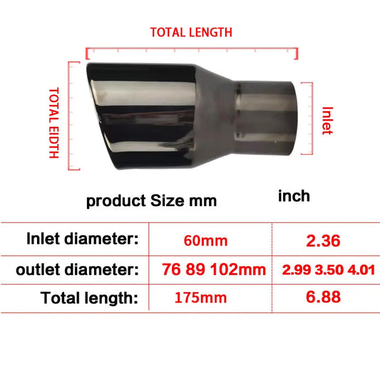 1 Pcs Exhaust Tip Chrome Black Stainless steel for Car Decoration stainless Muffler Tail Tips Modify