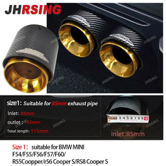 1 Pcs Gold Chrom for Mini CooperF54 F55 F56 F57 R60 R61 F60 R55 R56 R57 R58R59 JCW Carbon Fiber Exhaust Tip Pipe Car Accessories