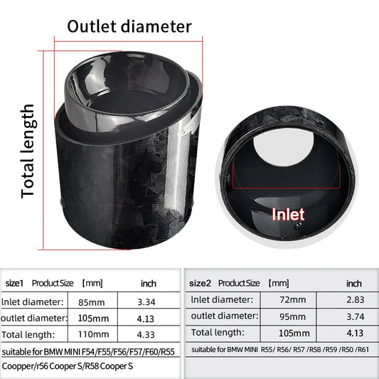 1 Pcs New Style Chrom Black Forged Carbon Fiber   Exhaust Tip Pipe For Mini Cooper  F54 F55 F56 F57 F60 R55 R56 R57 R58 Cooper S