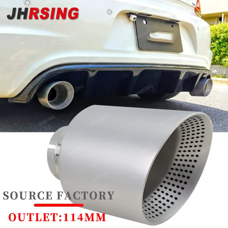 1 Pcs outlet：114mm 304 Matte Stainless Steel Car Muffler Tip Exhaust Tip System Pipe Universal  For Golf GTI Nozzle