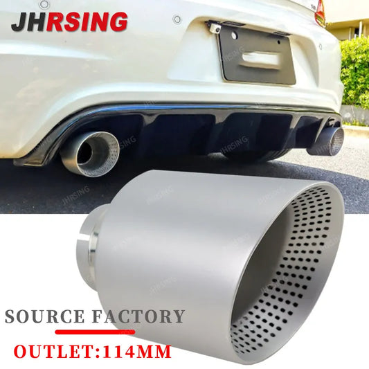 1 Pcs outlet：114mm 304 Matte Stainless Steel Car Muffler Tip Exhaust Tip System Pipe Universal  For Golf GTI Nozzle