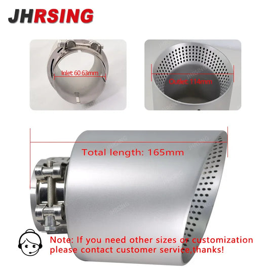 1 Pcs outlet：114mm 304 Matte Stainless Steel Car Muffler Tip Exhaust Tip System Pipe Universal  For Golf GTI Nozzle