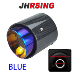 1 Piece Blue/Black/Silver Carbon Fiber Muffler Pipe Fit for Mini Cooper S Exhaust Tip 18-19years F56F55 Low Version Inlet：67mm