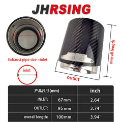 1 Piece Blue/Black/Silver Carbon Fiber Muffler Pipe Fit for Mini Cooper S Exhaust Tip 18-19years F56F55 Low Version Inlet：67mm