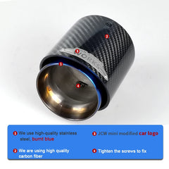 1 Piece Blue Burnt and Carbon Fiber Muffler Pipe Fit for Mini Cooper Exhaust Tip R55 R56 R57 R58 R59 R60 R61 F54 F55 F56F57F60