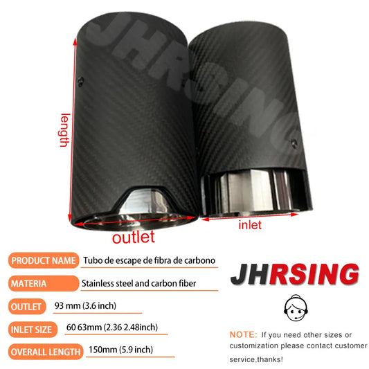 1 Piece Carbon Fiber Exhaust Tip 304 Stainless Steel Muffler For BMW M2 M3 M4 M135i M235i M140i M240i M335i M340i SILVER / BLACK