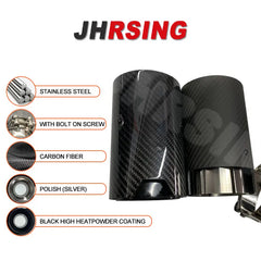 1 Piece Carbon Fiber Exhaust Tip 304 Stainless Steel Muffler For BMW M2 M3 M4 M135i M235i M140i M240i M335i M340i SILVER / BLACK