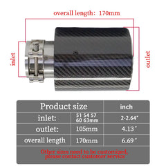1 Piece Carbon Fiber Exhaust Tip 304 Stainless Steel Muffler For BMW M2 M3 M4 M135i M235i M140i M240i M335i M340i SILVER / BLACK