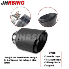 1 Piece Carbon Fiber Exhaust Tip Muffler Pipe Matte Glossy Black 51 60 63 MM Car Automobile Modification Decorate
