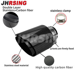 1 Piece Carbon Fiber Exhaust Tip Muffler Pipe Matte Glossy Black 51 60 63 MM Car Automobile Modification Decorate