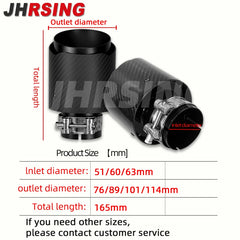 1 Piece Carbon Fiber Exhaust Tip Muffler Pipe Matte Glossy Black 51 60 63 MM Car Automobile Modification Decorate