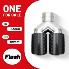 1 Piece Dual Exhaust Tip Carbon Fiber Muffler Pipe Y Shape Tailpipe Automotive Exhaust System