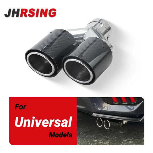 1 Piece Dual Exhaust Tip Carbon Fiber Muffler Pipe Y Shape Tailpipe Automotive Exhaust System
