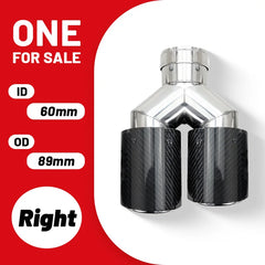 1 Piece Dual Exhaust Tip Carbon Fiber Muffler Pipe Y Shape Tailpipe Automotive Exhaust System