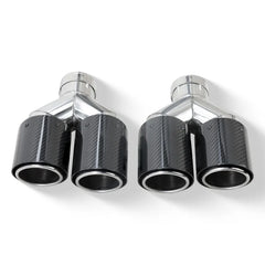 1 Piece Dual Exhaust Tip Carbon Fiber Muffler Pipe Y Shape Tailpipe Automotive Exhaust System