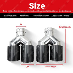 1 Piece Dual Exhaust Tip Carbon Fiber Muffler Pipe Y Shape Tailpipe Automotive Exhaust System