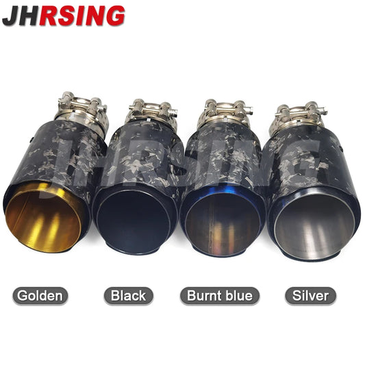 1 Piece Forged Carbon Fiber Modified Car Exhaust Pipe For Muffler Decoration New Style Golden Silver Black Tips Without LOGO