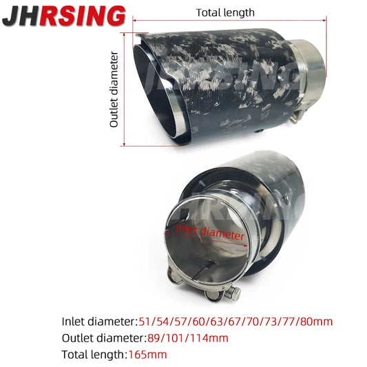 1 Piece Forged Carbon Fiber Modified Car Exhaust Pipe For Muffler Decoration New Style Golden Silver Black Tips Without LOGO