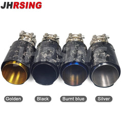 1 Piece Forged Carbon Fiber Modified Car Exhaust Pipe For Muffler Decoration New Style Golden Silver Black Tips Without LOGO